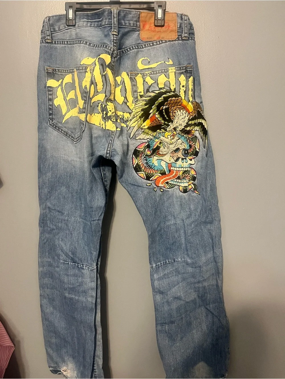 Ed Hardy Men's Light Blue Relaxed Denim Jeans